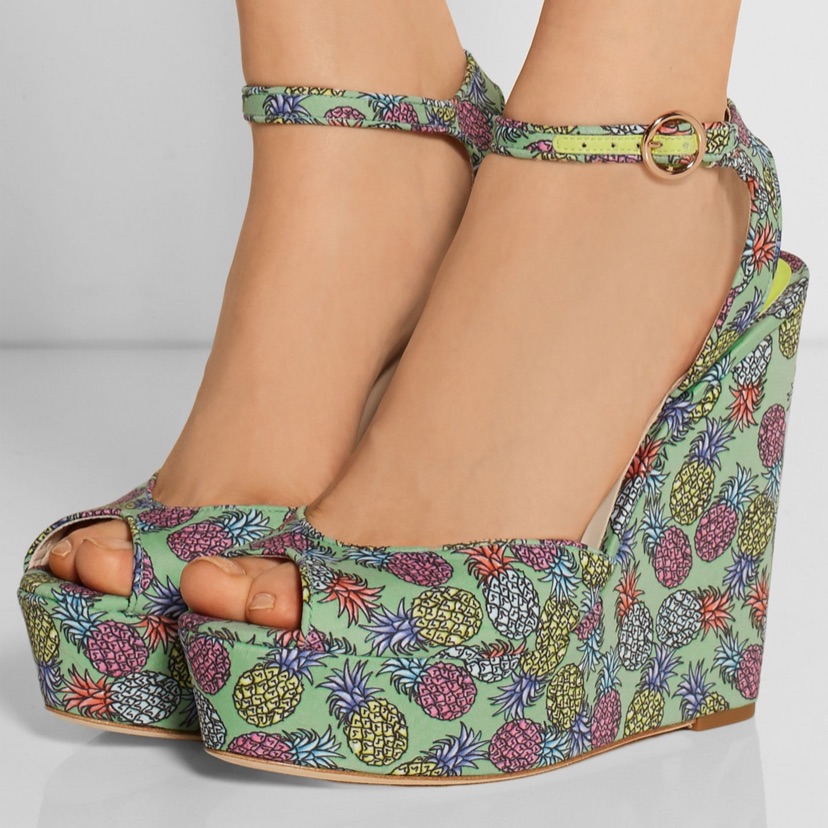 Sophia Webster Lula Printed Satin Wedge Sandals